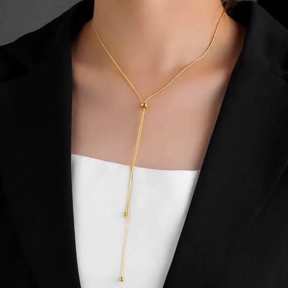 🔵𝟲𝟱%𝗢𝗙𝗙 𝗯𝘂𝗻𝗱𝗹𝗲𝘀 𝟯+🔵 NEW Adjustable Stainless Steel Lariat Necklace - Picture 8 of 15